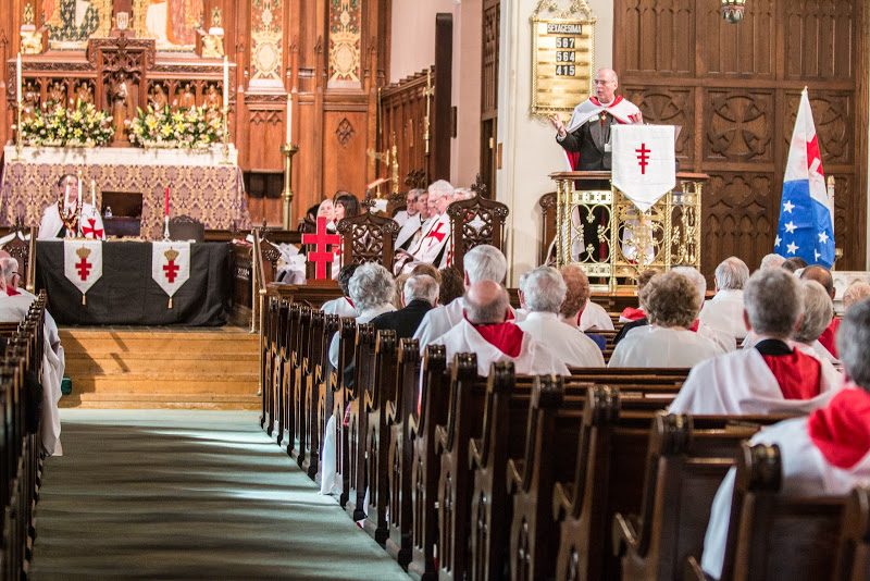 Dr. Hayes preaching at a Knights Templar investiture service