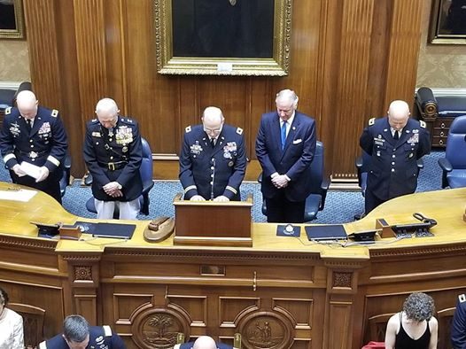 State Guard leadership in prayer at the State House
